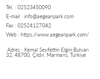 Aegean Park Hotel iletiim bilgileri